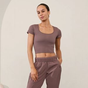 Athleta Seamless Short Sleeve Top size M Smoky Rose